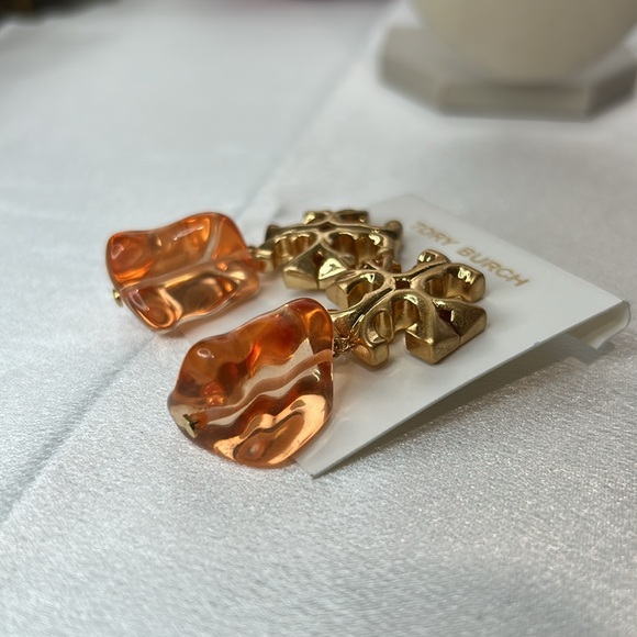 Brand new Tory Burch gold and orange earrings